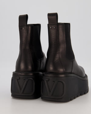 Valentino Black Platform Leather Chelsea Boots Size EU 37.5
