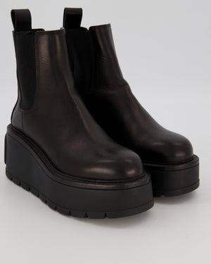 Valentino Black Platform Leather Chelsea Boots Size EU 37.5