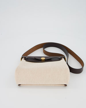 *HOT & RARE* Hermès Mini Herbag Zip 20 Bag in Ebene Vache Hunter Leather & Ecru/Beige Viking Canvas with Gold Hardware