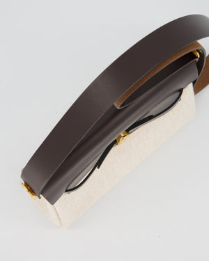 *HOT & RARE* Hermès Mini Herbag Zip 20 Bag in Ebene Vache Hunter Leather & Ecru/Beige Viking Canvas with Gold Hardware
