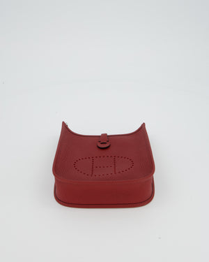 Hermès Mini Evelyne Bag in Rouge H Clemence Leather with Palladium Hardware