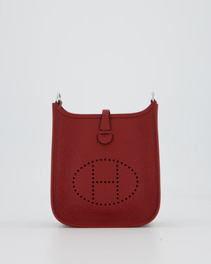 Hermès Mini Evelyne Bag in Rouge H Clemence Leather with Palladium Hardware