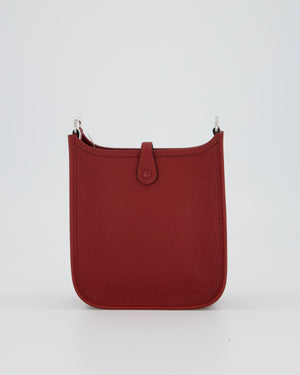 Hermès Mini Evelyne Bag in Rouge H Clemence Leather with Palladium Hardware