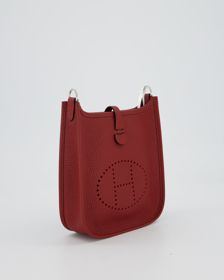Hermès Mini Evelyne Bag in Rouge H Clemence Leather with Palladium Hardware
