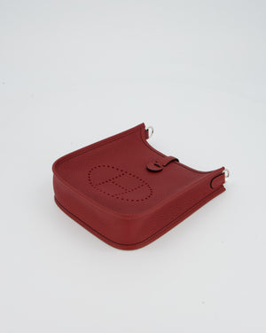 Hermès Mini Evelyne Bag in Rouge H Clemence Leather with Palladium Hardware