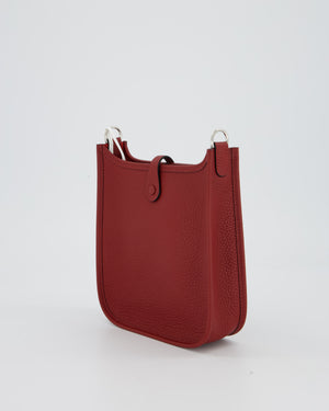 Hermès Mini Evelyne Bag in Rouge H Clemence Leather with Palladium Hardware