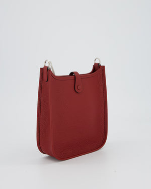 Hermès Mini Evelyne Bag in Rouge H Clemence Leather with Palladium Hardware