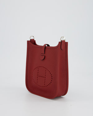 Hermès Mini Evelyne Bag in Rouge H Clemence Leather with Palladium Hardware