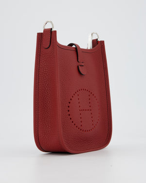 Hermès Mini Evelyne Bag in Rouge H Clemence Leather with Palladium Hardware
