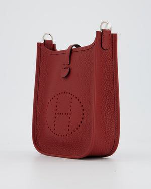 Hermès Mini Evelyne Bag in Rouge H Clemence Leather with Palladium Hardware