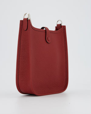 Hermès Mini Evelyne Bag in Rouge H Clemence Leather with Palladium Hardware