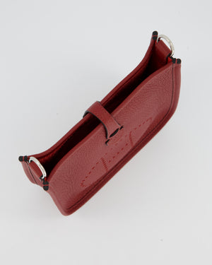 Hermès Mini Evelyne Bag in Rouge H Clemence Leather with Palladium Hardware