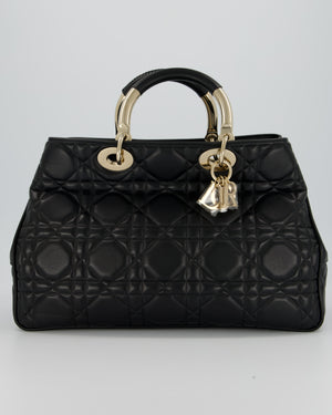 Christian Dior Black Large Lady 95.22 Bag in Cannage Lambskin Leather with Champagne Hardware