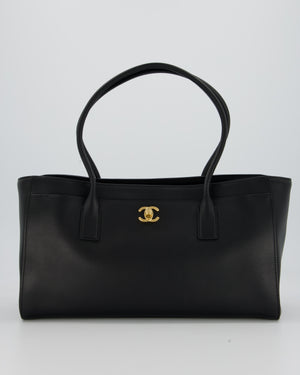 Chanel Large Black Shopping Tote Bag in Lambskin Leather with Gold Hardware
