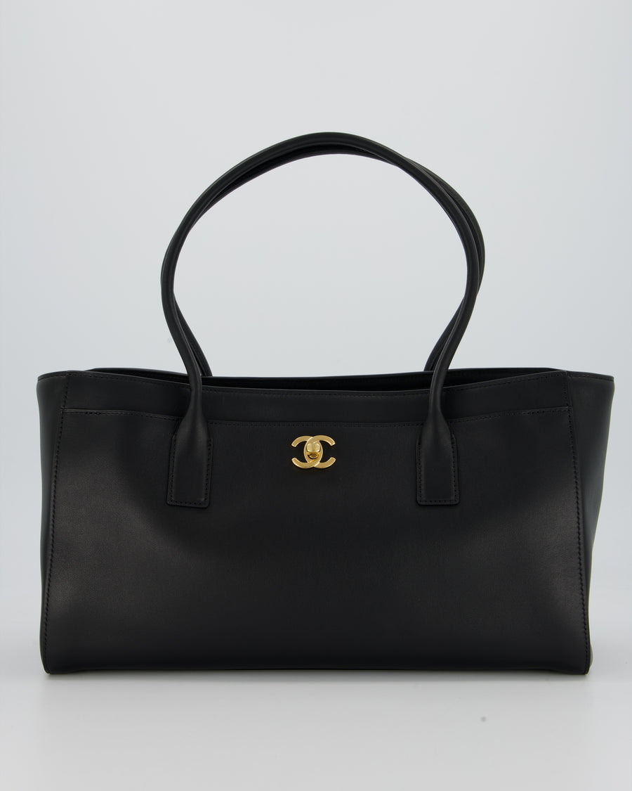 Chanel Large Black Shopping Tote Bag in Lambskin Leather with Gold Hardware