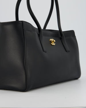 Chanel Large Black Shopping Tote Bag in Lambskin Leather with Gold Hardware