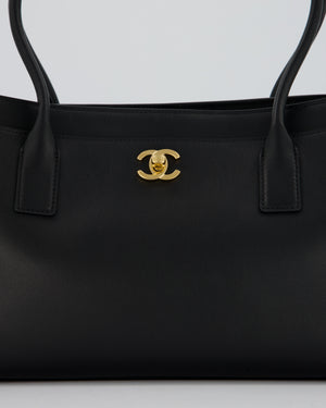 Chanel Large Black Shopping Tote Bag in Lambskin Leather with Gold Hardware