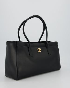 Chanel Large Black Shopping Tote Bag in Lambskin Leather with Gold Hardware
