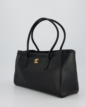 Chanel Large Black Shopping Tote Bag in Lambskin Leather with Gold Hardware