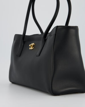 Chanel Large Black Shopping Tote Bag in Lambskin Leather with Gold Hardware