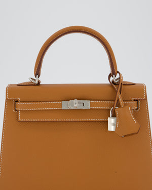 Hermès Kelly 25 Sellier Bag in Gold Epsom Leather with Palladium Hardware