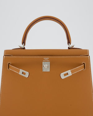 Hermès Kelly 25 Sellier Bag in Gold Epsom Leather with Palladium Hardware