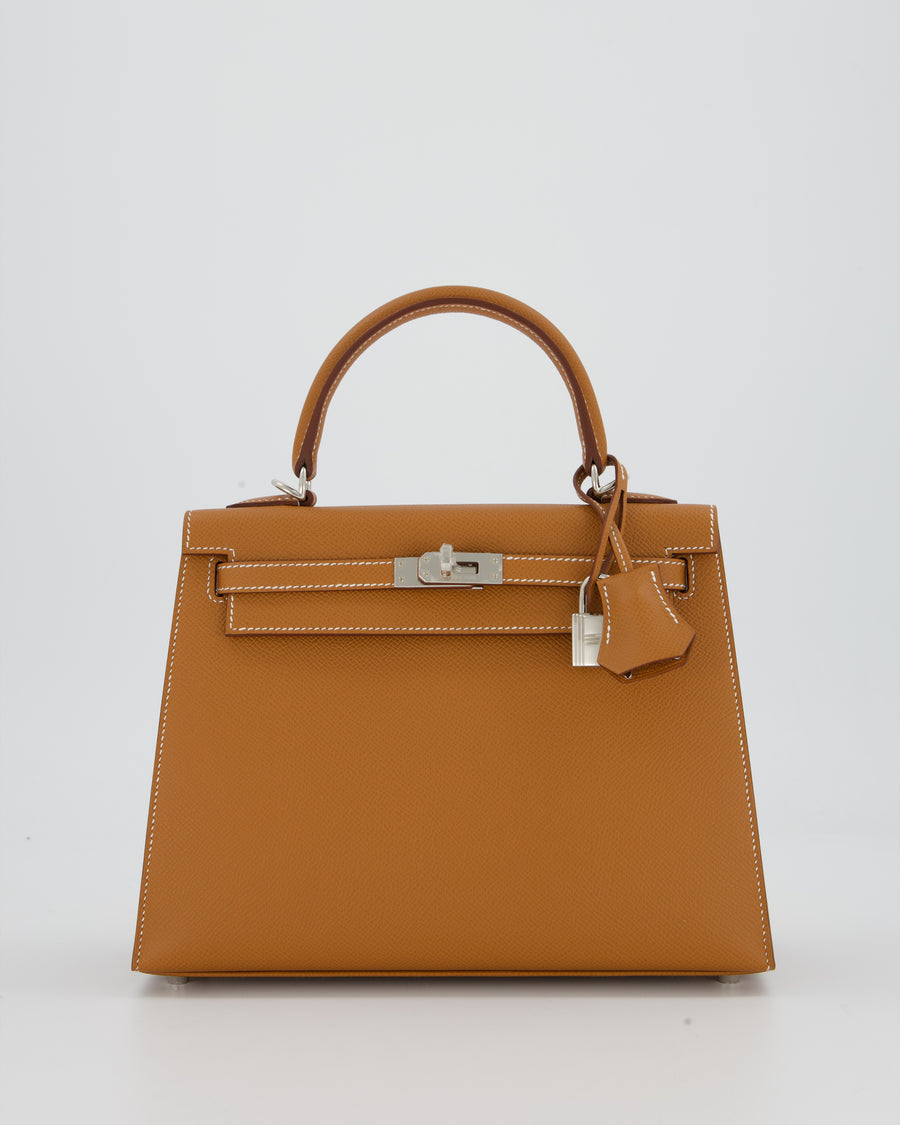 Hermès Kelly 25 Sellier Bag in Gold Epsom Leather with Palladium Hardware