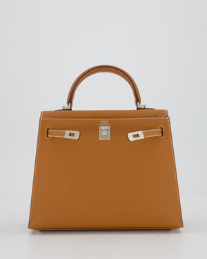Hermès Kelly 25 Sellier Bag in Gold Epsom Leather with Palladium Hardware