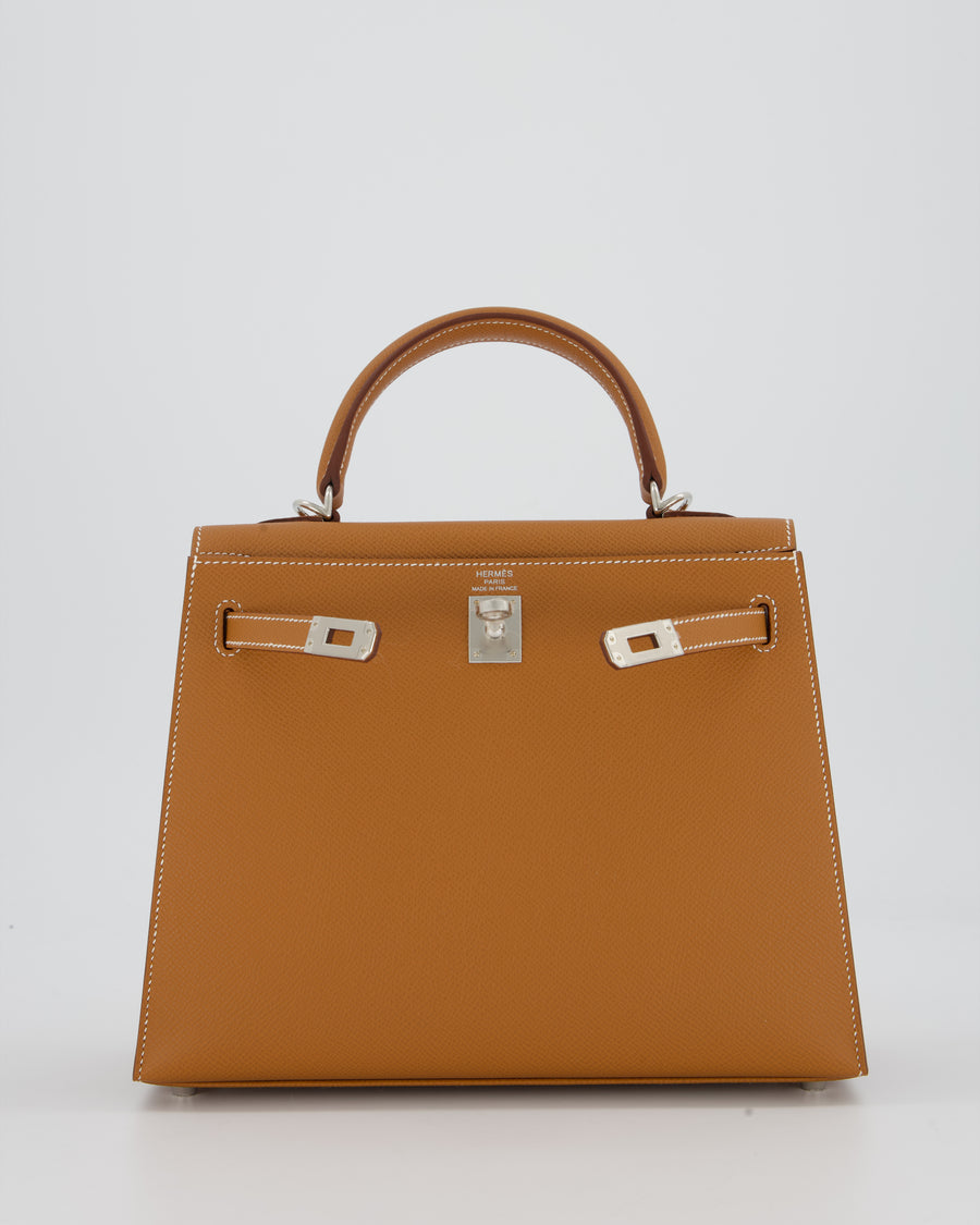 Hermès Kelly 25 Sellier Bag in Gold Epsom Leather with Palladium Hardware