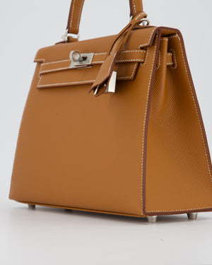 Hermès Kelly 25 Sellier Bag in Gold Epsom Leather with Palladium Hardware