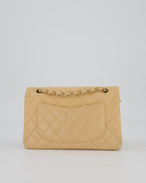 Chanel Beige Classic Medium Double Flap Bag in Lambskin Leather with Champagne Gold Hardware