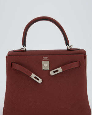 Hermès Kelly 25 Retourne Bag in Rouge H Togo Leather with Palladium Hardware