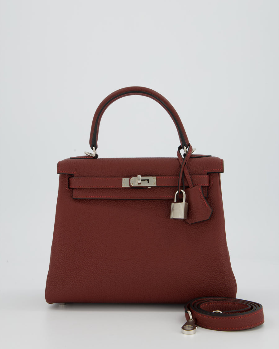 Hermès Kelly 25 Retourne Bag in Rouge H Togo Leather with Palladium Hardware