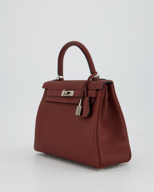 Hermès Kelly 25 Retourne Bag in Rouge H Togo Leather with Palladium Hardware