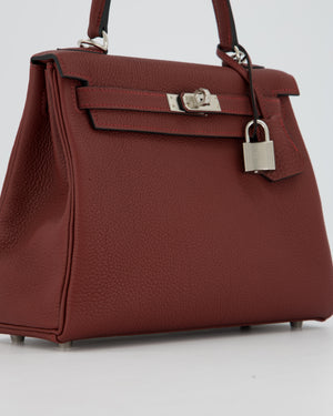Hermès Kelly 25 Retourne Bag in Rouge H Togo Leather with Palladium Hardware