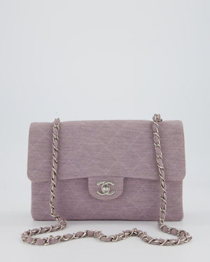 Chanel Vintage Lilac Medium Single Flap Bag in Quilted Jersey with Silver Hardware