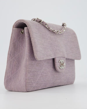 Chanel Vintage Lilac Medium Single Flap Bag in Quilted Jersey with Silver Hardware