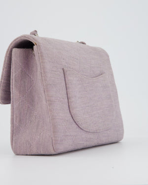 Chanel Vintage Lilac Medium Single Flap Bag in Quilted Jersey with Silver Hardware