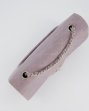 Chanel Vintage Lilac Medium Single Flap Bag in Quilted Jersey with Silver Hardware