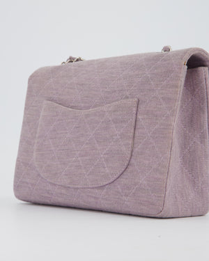 Chanel Vintage Lilac Medium Single Flap Bag in Quilted Jersey with Silver Hardware