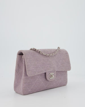 Chanel Vintage Lilac Medium Single Flap Bag in Quilted Jersey with Silver Hardware