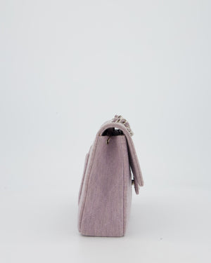 Chanel Vintage Lilac Medium Single Flap Bag in Quilted Jersey with Silver Hardware