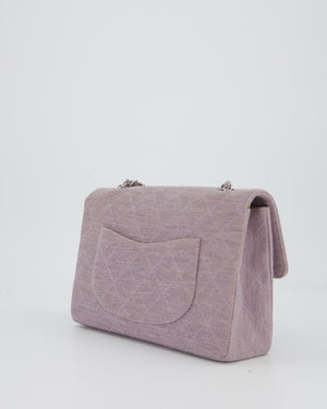 Chanel Vintage Lilac Medium Single Flap Bag in Quilted Jersey with Silver Hardware