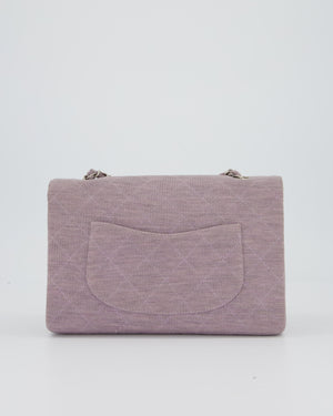 Chanel Vintage Lilac Medium Single Flap Bag in Quilted Jersey with Silver Hardware