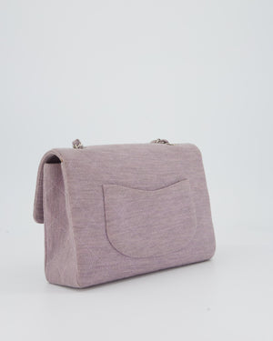 Chanel Vintage Lilac Medium Single Flap Bag in Quilted Jersey with Silver Hardware