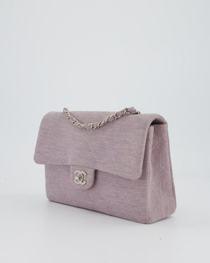 Chanel Vintage Lilac Medium Single Flap Bag in Quilted Jersey with Silver Hardware