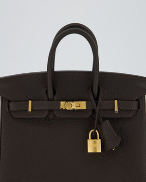 *HOT COLOUR* Hermès Birkin 25 Retourne Bag in Bai Brun Togo Leather with Gold Hardware