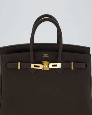 *HOT COLOUR* Hermès Birkin 25 Retourne Bag in Bai Brun Togo Leather with Gold Hardware