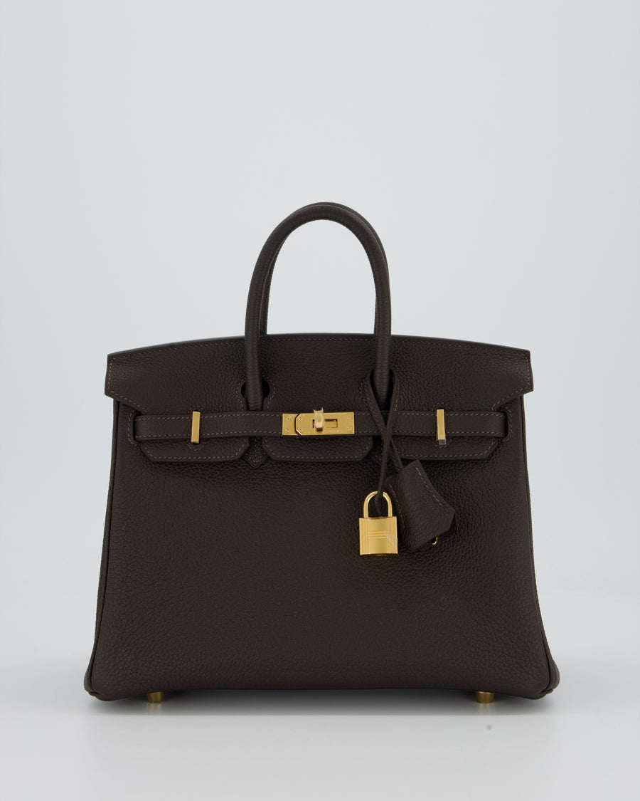 *HOT COLOUR* Hermès Birkin 25 Retourne Bag in Bai Brun Togo Leather with Gold Hardware