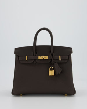 *HOT COLOUR* Hermès Birkin 25 Retourne Bag in Bai Brun Togo Leather with Gold Hardware